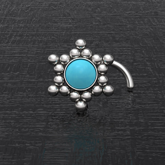 Turquoise Nose Stud Ring Surgical Steel - TitaniumFashion