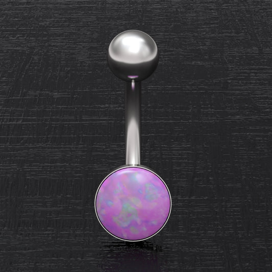 Surgical Steel Belly Button Ring Opal - TitaniumFashion