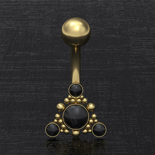 Onyx Belly Ring Surgical Steel - TitaniumFashion