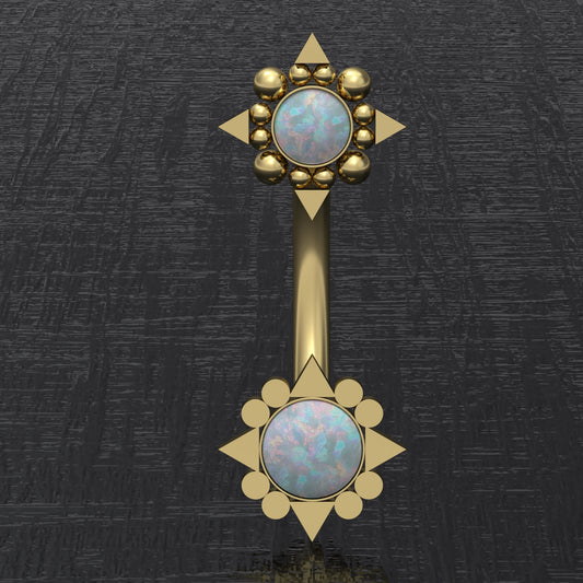 Surgical Steel Belly Button Ring Opal - TitaniumFashion