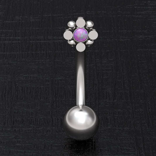 Surgical Steel Belly Ring Opal - TitaniumFashion