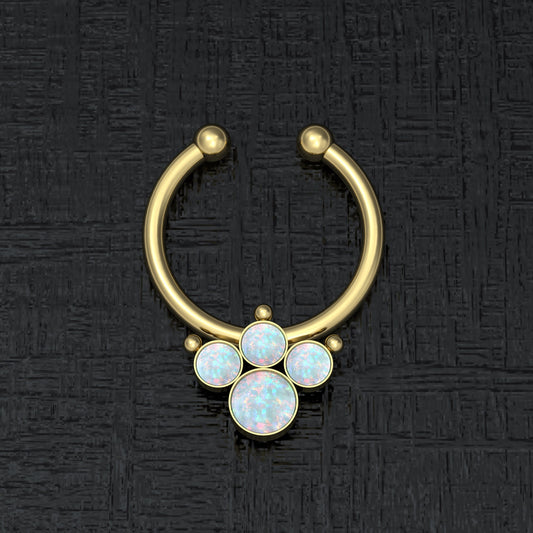 Surgical Steel Fake Septum Ring Opal - TitaniumFashion