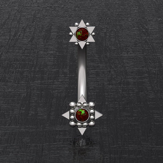 Surgical Steel Belly Button Ring Opal - TitaniumFashion