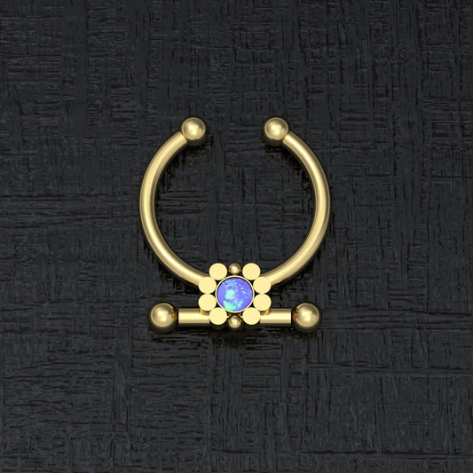 Surgical Steel Fake Septum Ring Opal - TitaniumFashion