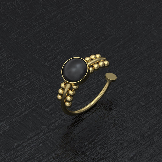 Fake Nose Ring Onyx - TitaniumFashion