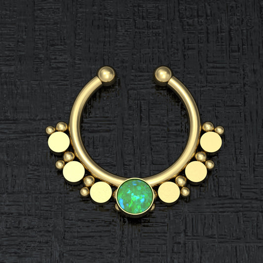 Fake Nose Ring Hoop Opal - TitaniumFashion