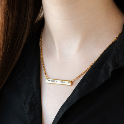Custom Coordinates Necklace – Engraved Minimalist Pendant