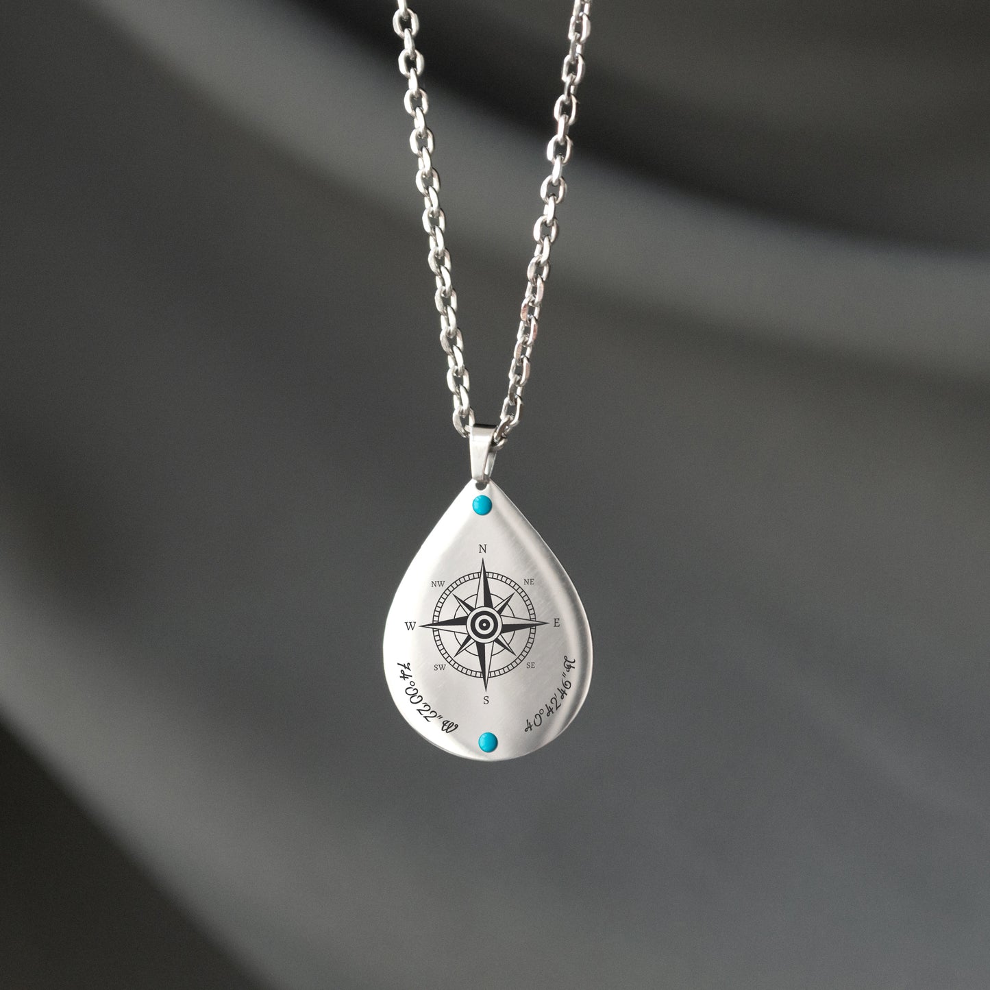 Compass Coordinates Necklace – Custom Engraved Pendant