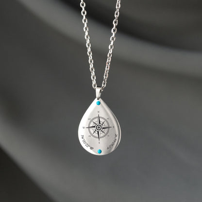 Compass Coordinates Necklace – Custom Engraved Pendant