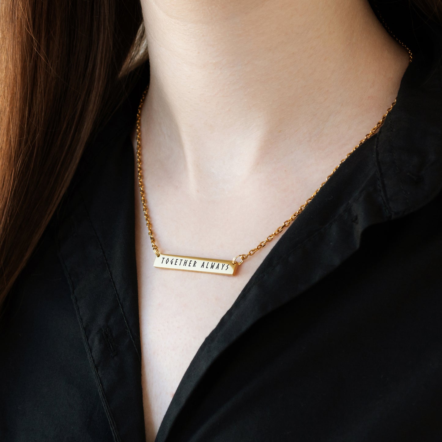 Engraved Bar Necklace – Personalized Name or Phrase Pendant