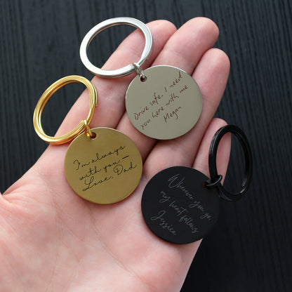 Personalized Handwriting Keychain – Custom Engraved Keepsake Gift