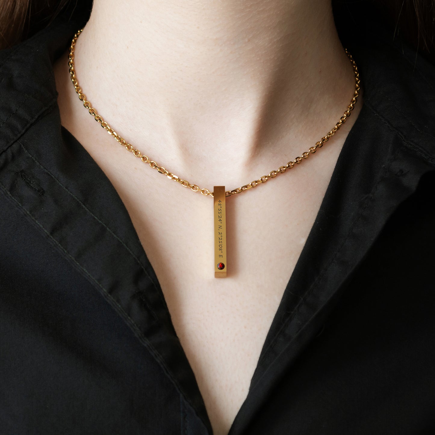 Custom Engraved Coordinates Necklace – Minimalist Jewelry Gift