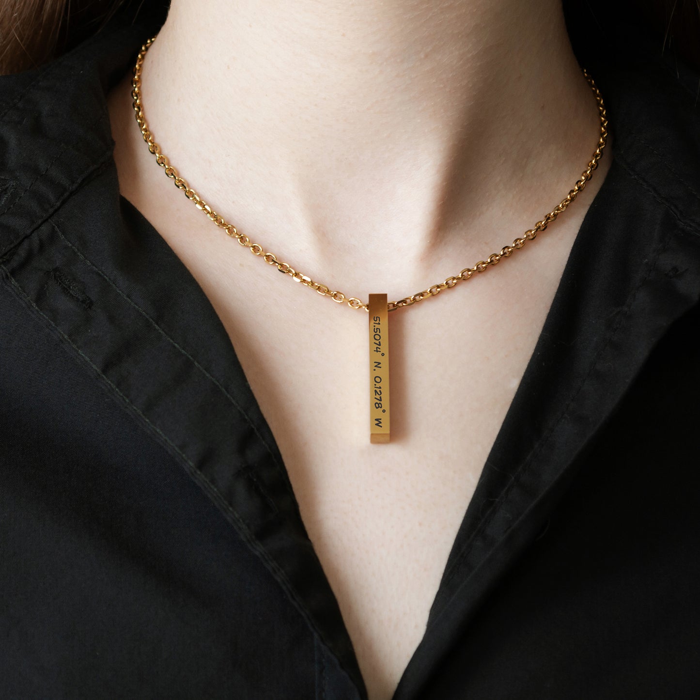 Custom Engraved Coordinates Necklace – Minimalist Jewelry Gift