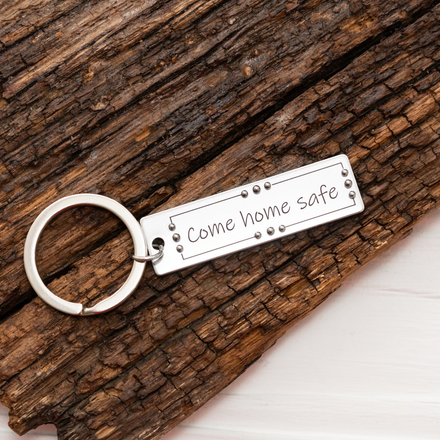 Personalized Drive Safe Keychain - Real Handwriting on Stainless Steel