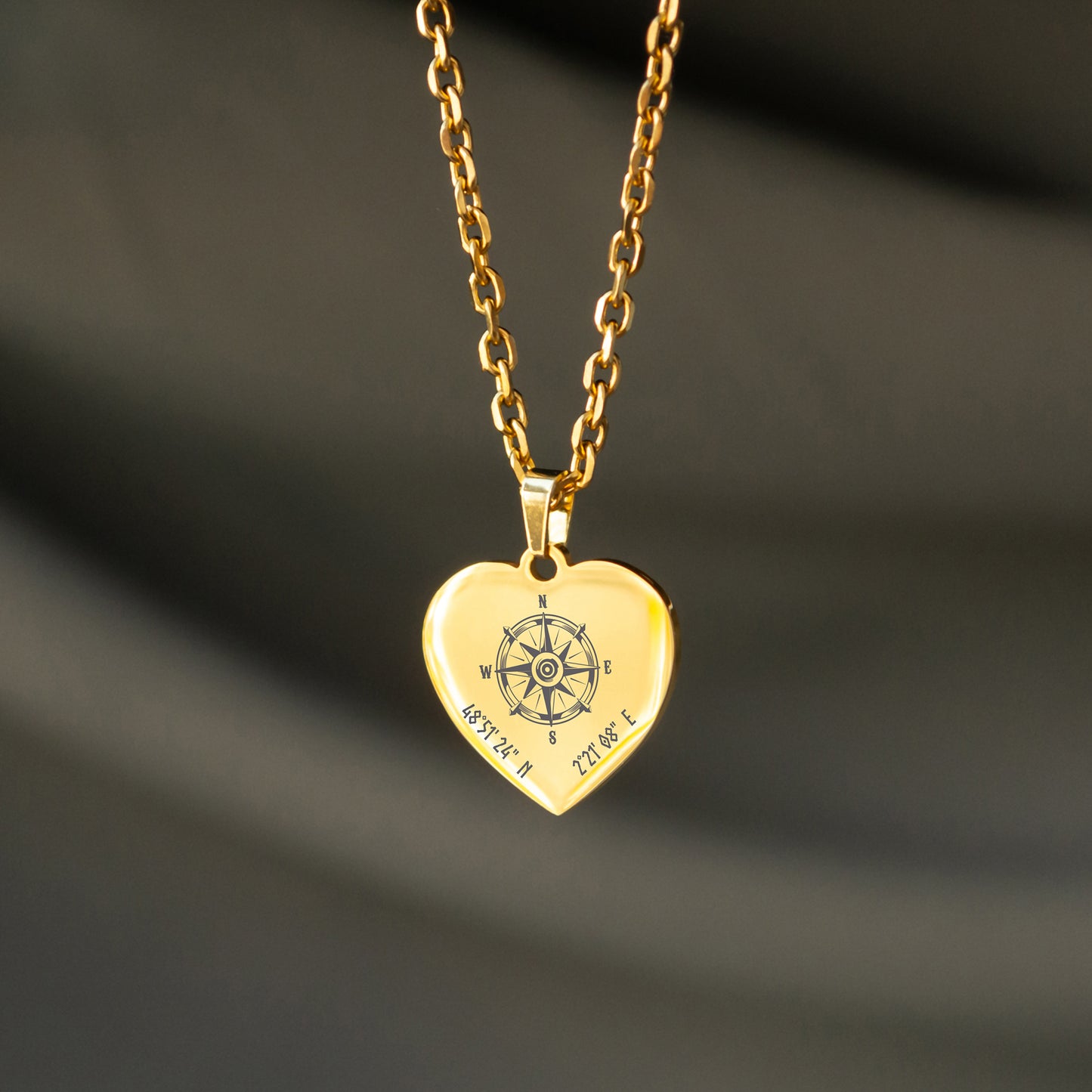 Engraved Compass Coordinates Necklace – Personalized Jewelry
