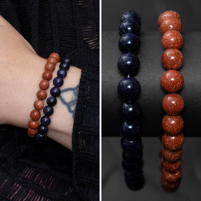 Blue Goldstone and Goldstone Bracelet Set for Women