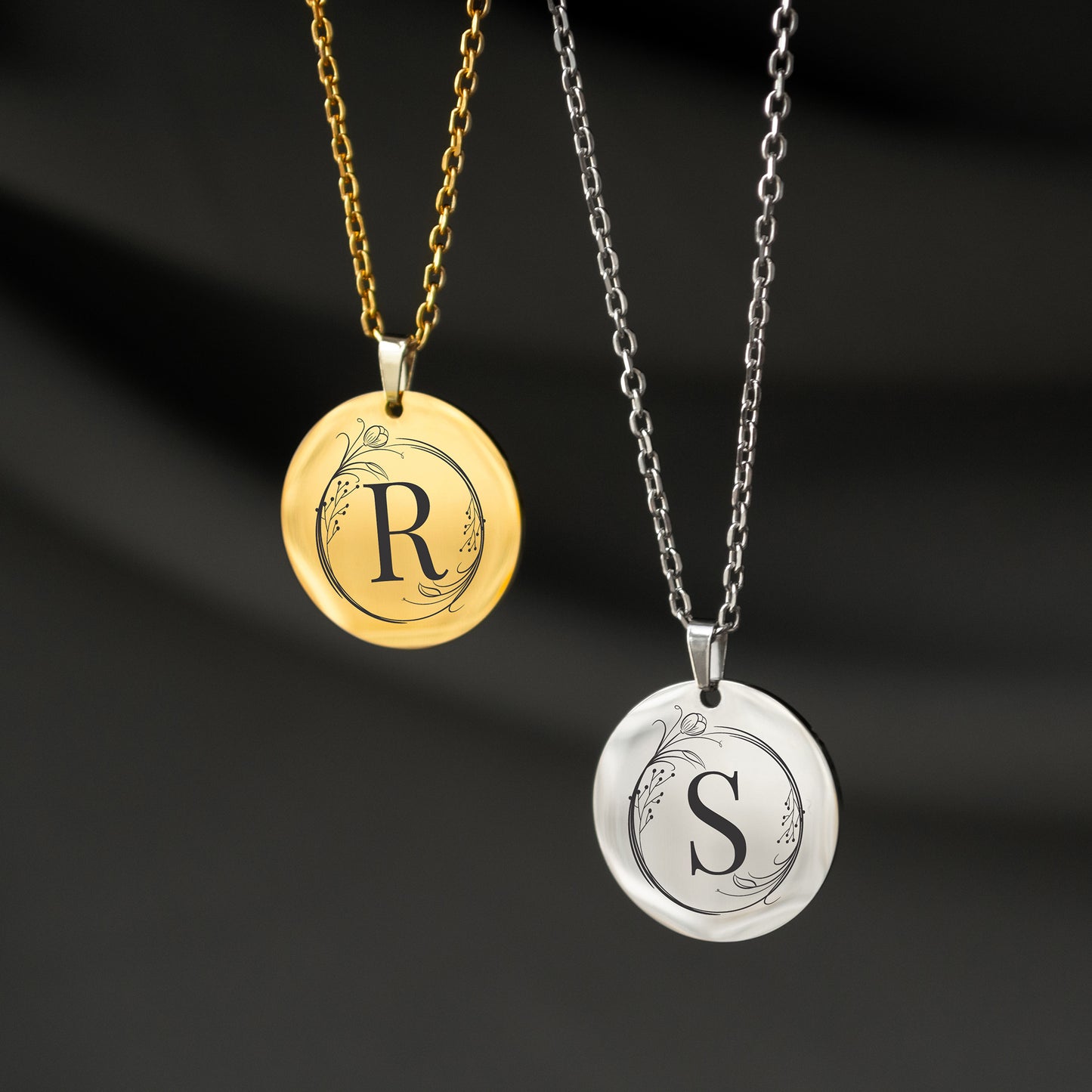 Custom Initial Necklace – Engraved Letter Pendant