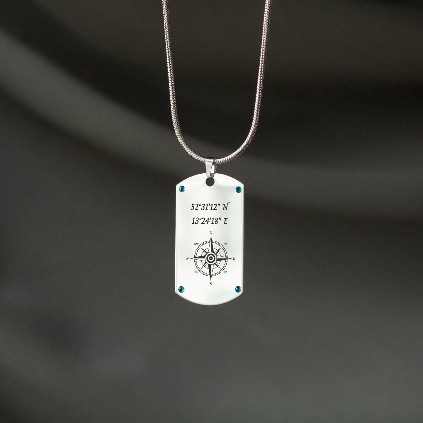 Coordinates Necklace with Compass – Personalized Engraved Jewelry