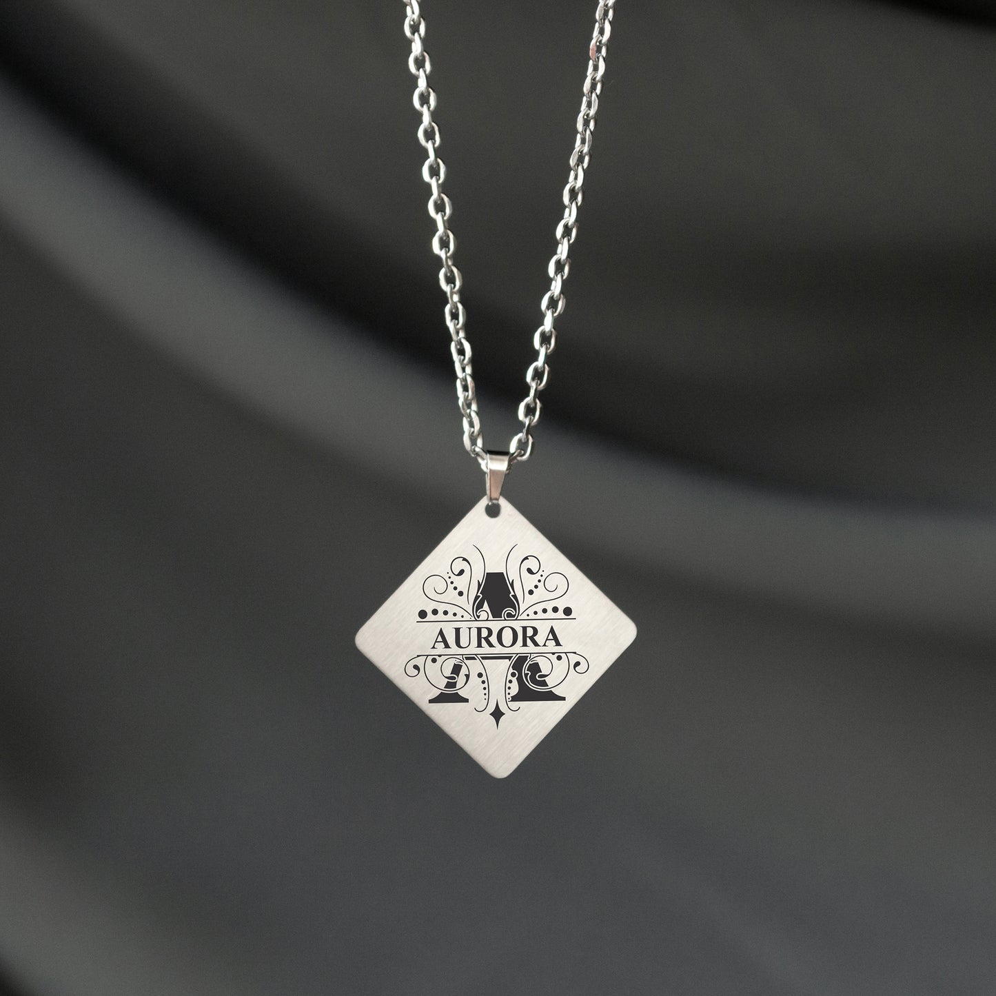 Custom Monogram Necklace – Engraved Initial Pendant