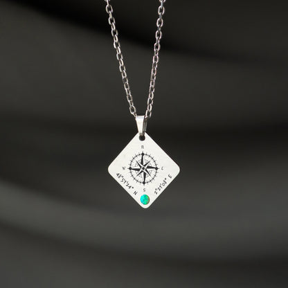 Custom Coordinates Necklace – Compass Pendant Jewelry