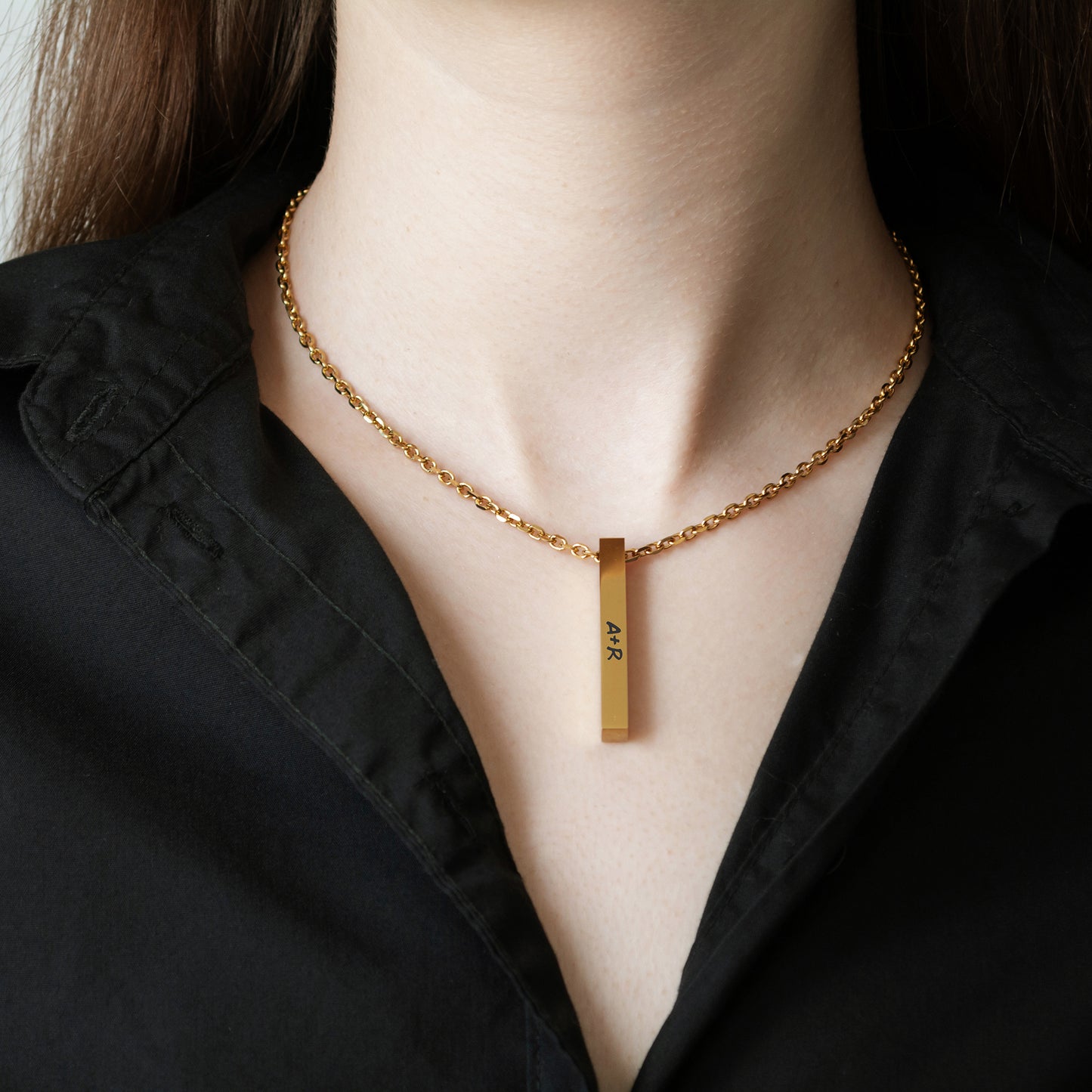 Personalized Engraved Necklace – Custom Name Bar Pendant