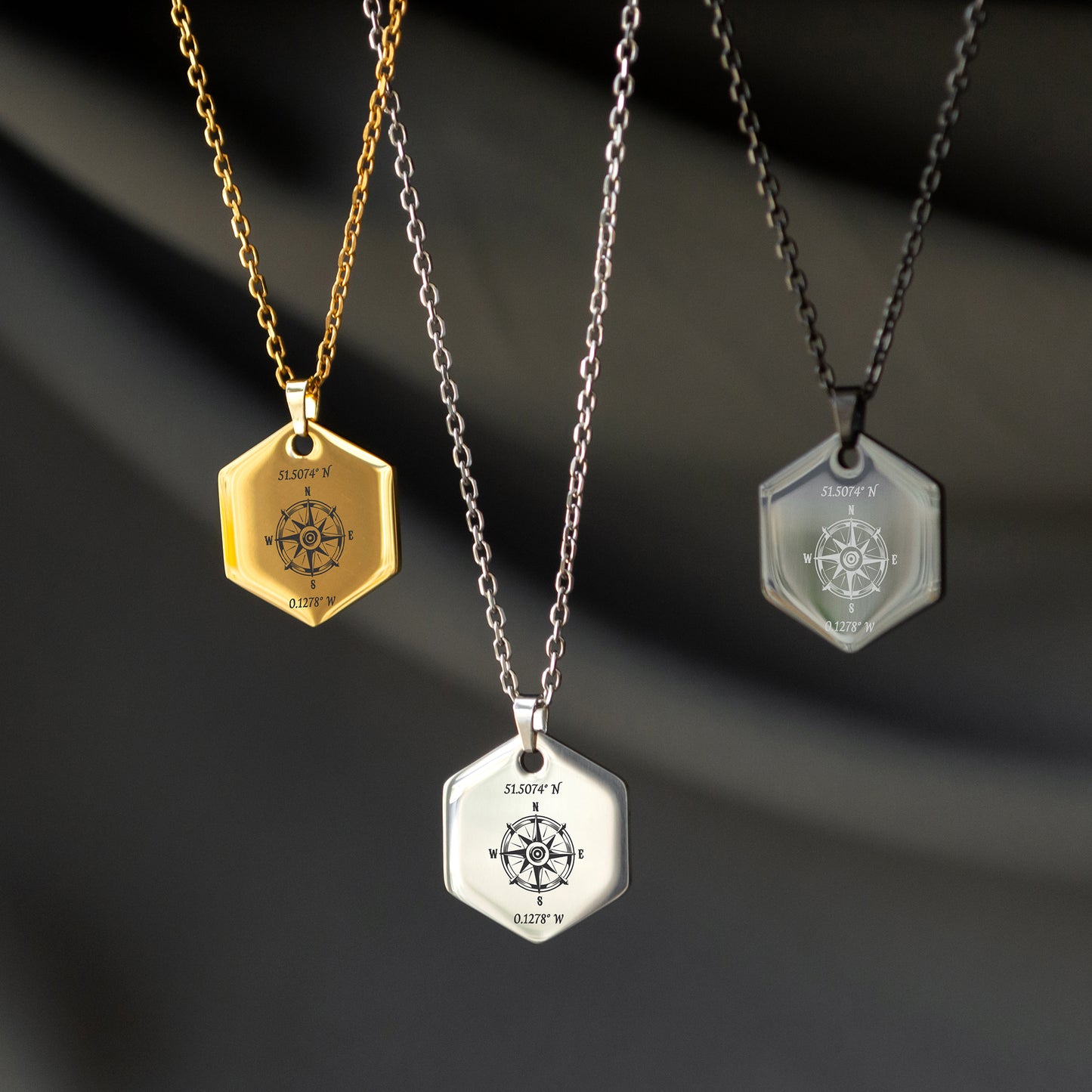 Personalized Compass Necklace – Custom Coordinates Jewelry