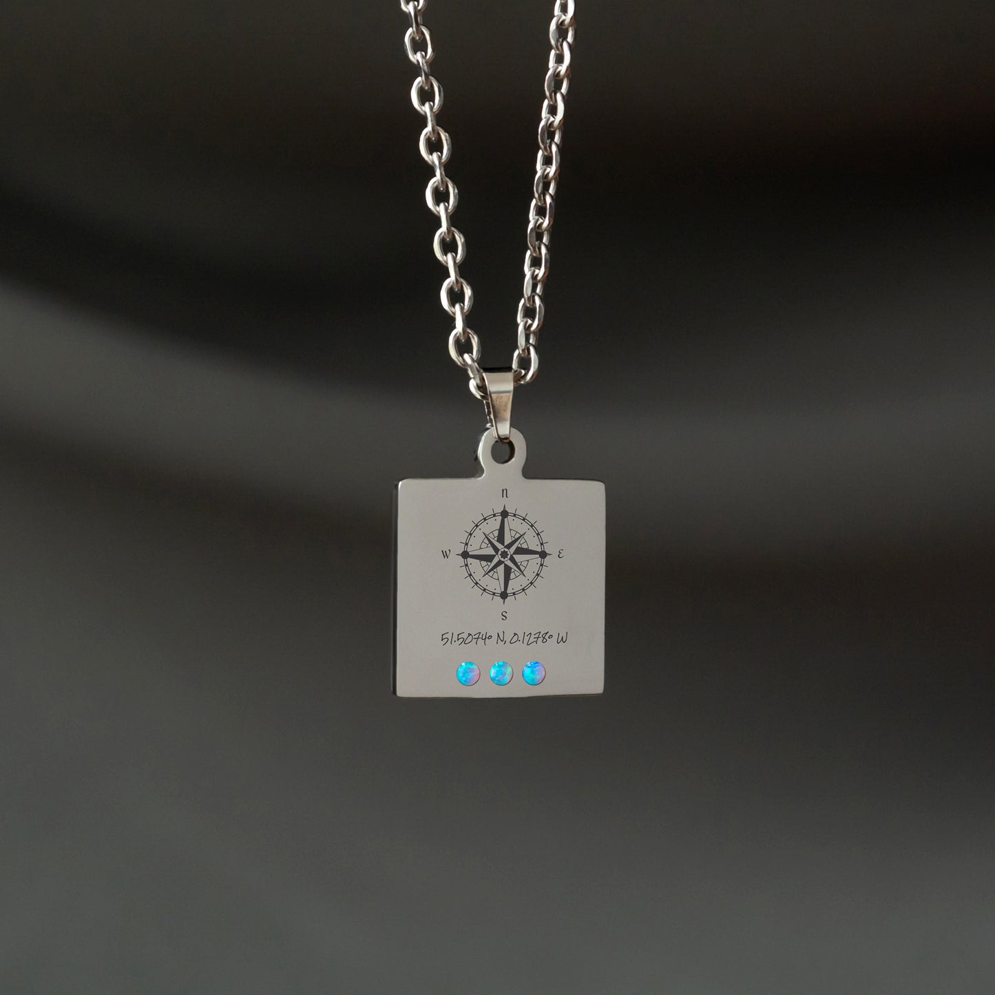 Engraved Compass Coordinates Necklace – Personalized Jewelry