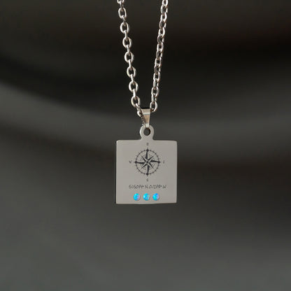 Engraved Compass Coordinates Necklace – Personalized Jewelry