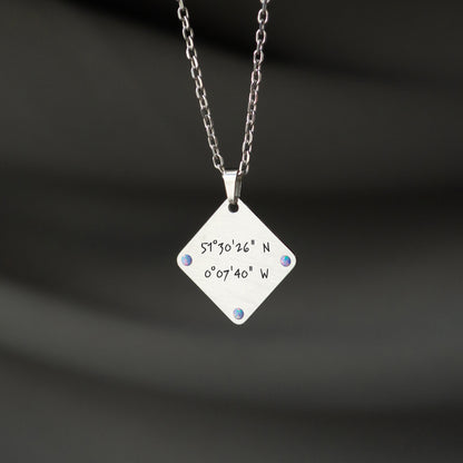 Custom Coordinates Necklace – Personalized Engraved Jewelry