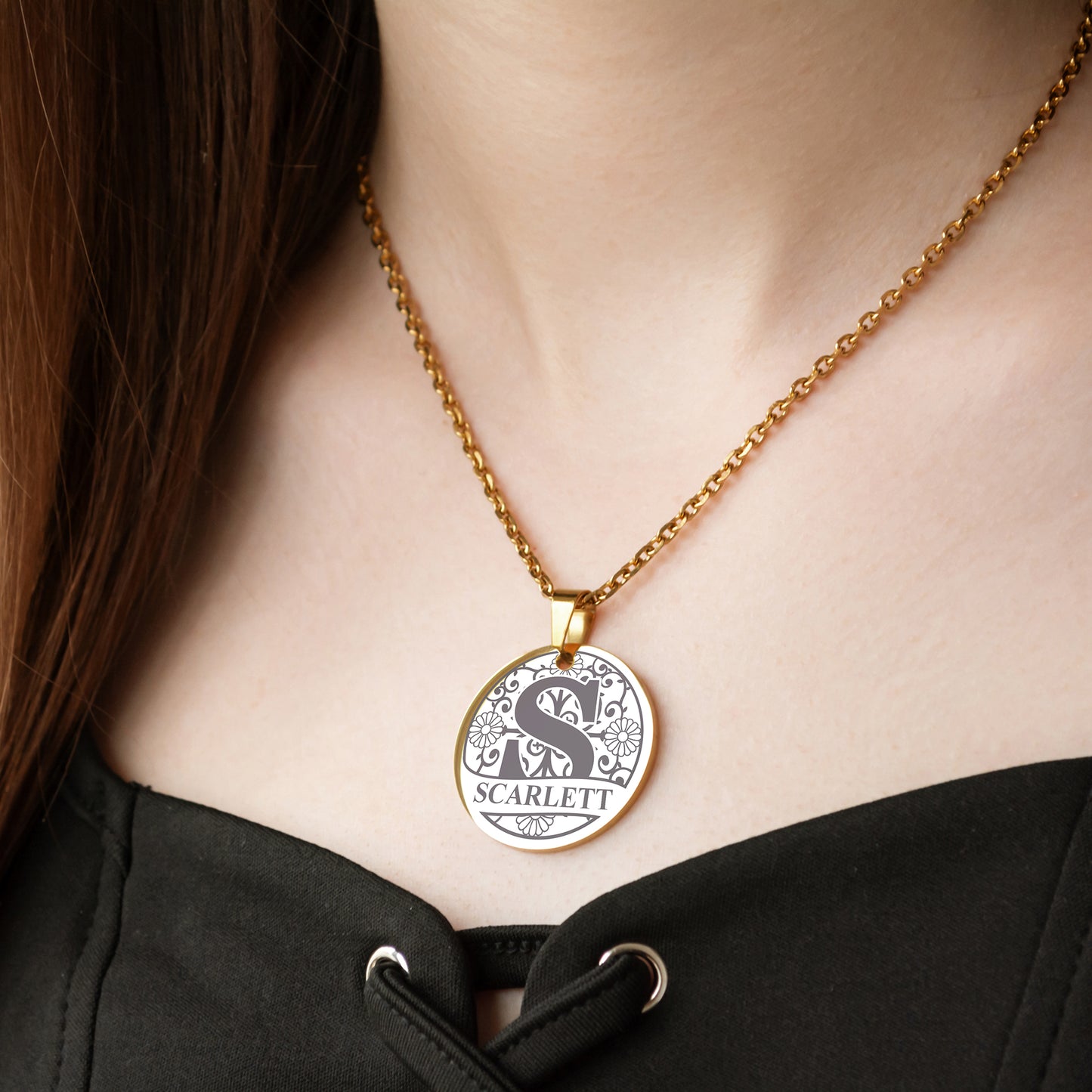 Custom Letter Necklace – Engraved Monogram Pendant