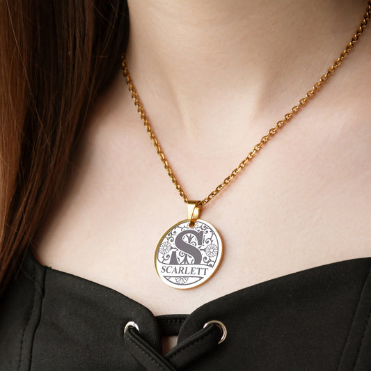 Custom Letter Necklace – Engraved Monogram Pendant