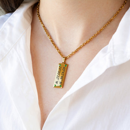 Engraved Coordinates Necklace – Custom Latitude Longitude Pendant