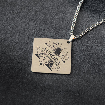 Custom Monogram Necklace – Engraved Initial Pendant