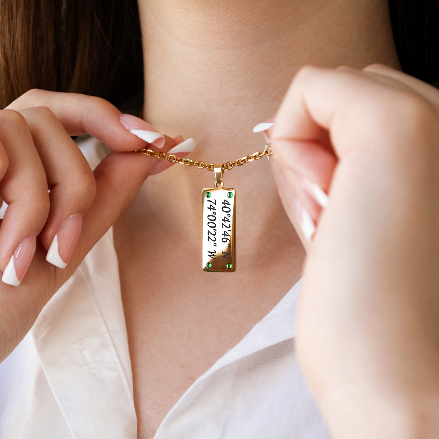 Engraved Coordinates Necklace – Custom Latitude Longitude Pendant