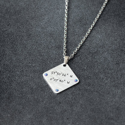 Custom Coordinates Necklace – Personalized Engraved Jewelry