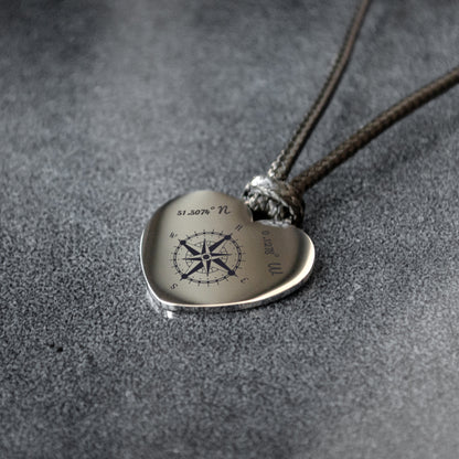 Custom Engraved Compass Necklace – Coordinates Jewelry