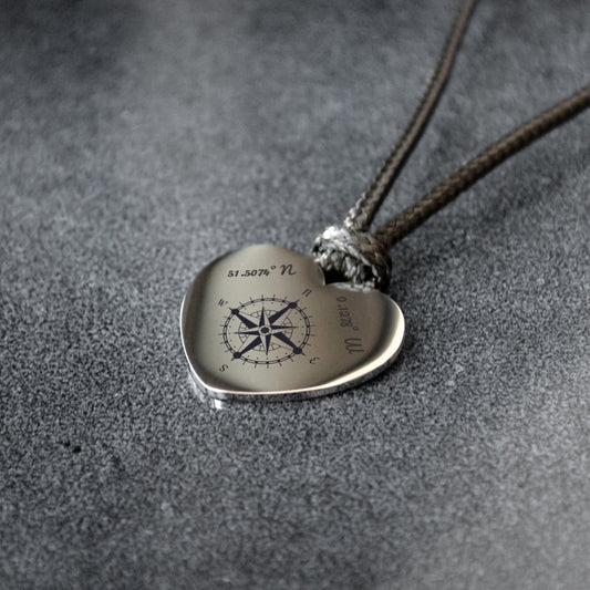 Custom Engraved Compass Necklace – Coordinates Jewelry