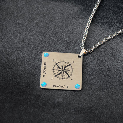 Personalized Compass Necklace – Custom Coordinates Jewelry