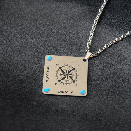 Personalized Compass Necklace – Custom Coordinates Jewelry