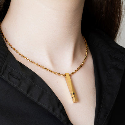 Engraved Bar Necklace – Personalized Name or Phrase Pendant