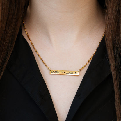 Coordinates Bar Necklace – Personalized Engraved Jewelry