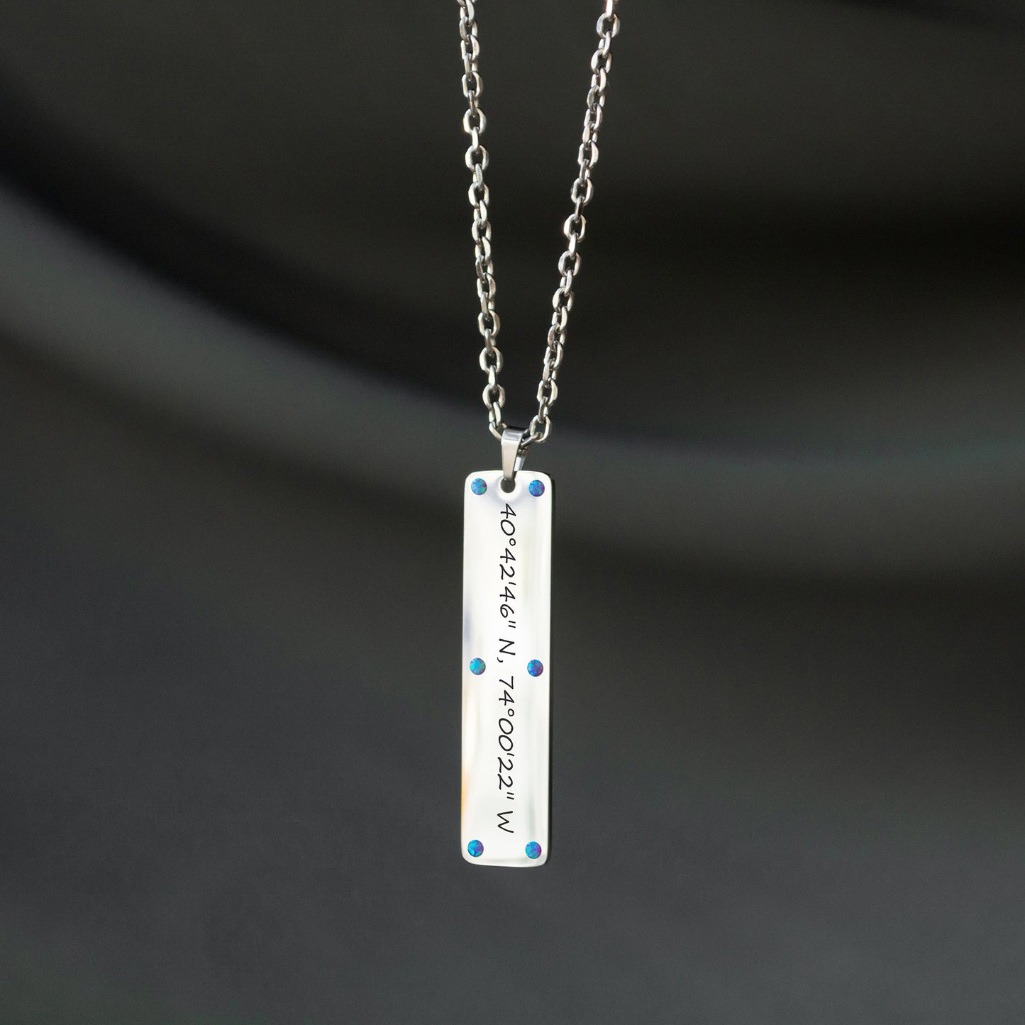 Personalized Coordinates Necklace – Custom Engraved Pendant