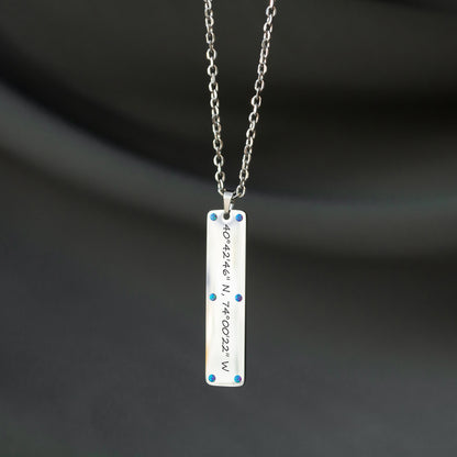 Personalized Coordinates Necklace – Custom Engraved Pendant