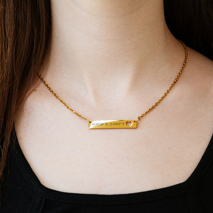 Engraved Coordinates Necklace – Custom Stainless Steel Jewelry