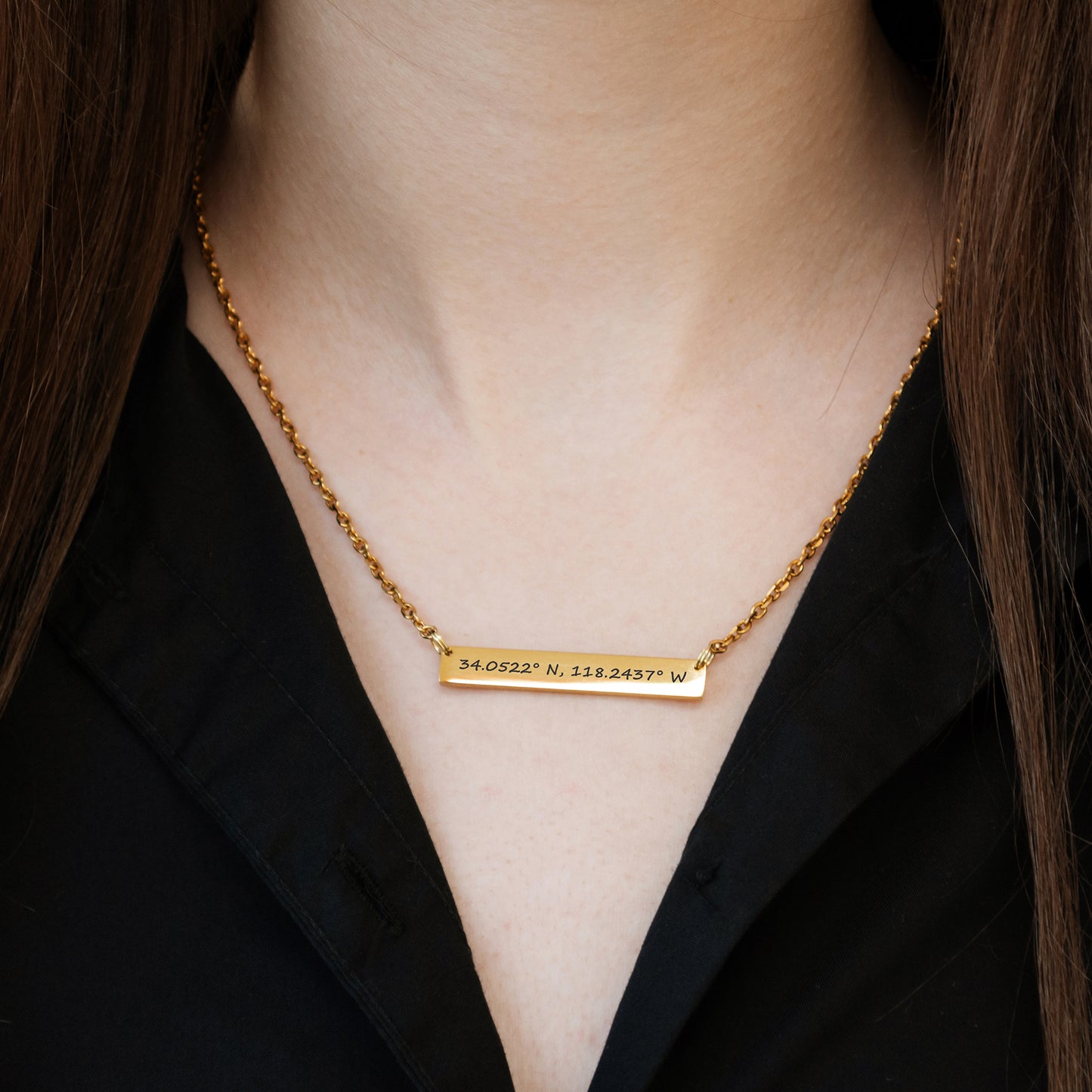 Custom Coordinates Necklace – Engraved Minimalist Pendant
