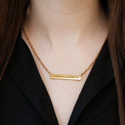 Custom Coordinates Necklace – Engraved Minimalist Pendant