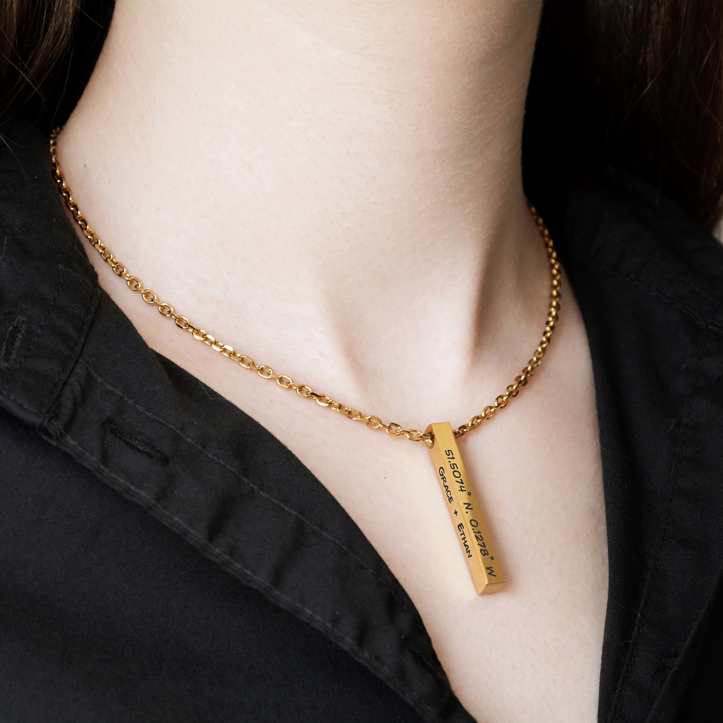 Custom Engraved Coordinates Necklace – Minimalist Jewelry Gift