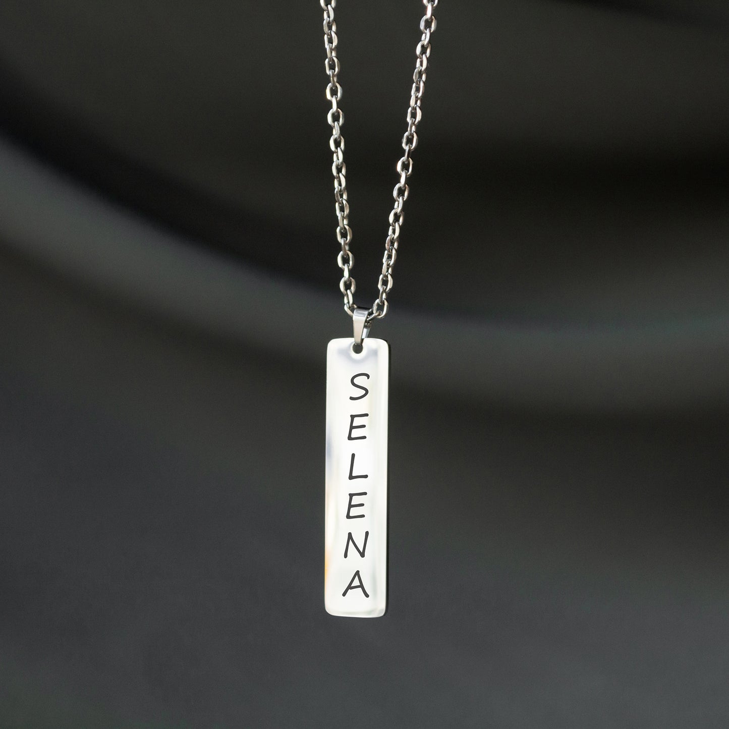 Personalized Engraved Necklace – Custom Name Bar Pendant