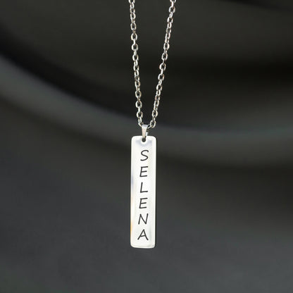 Personalized Engraved Necklace – Custom Name Bar Pendant