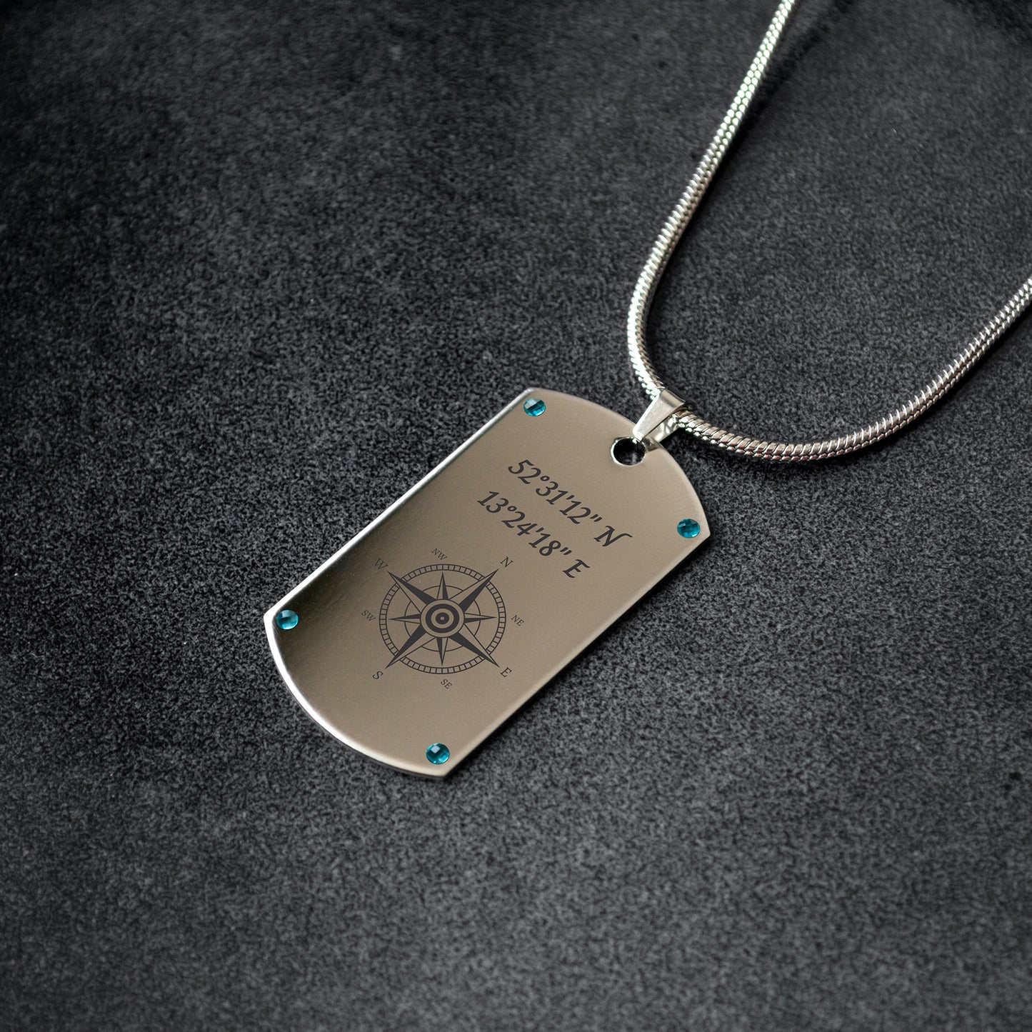 Coordinates Necklace with Compass – Personalized Engraved Jewelry